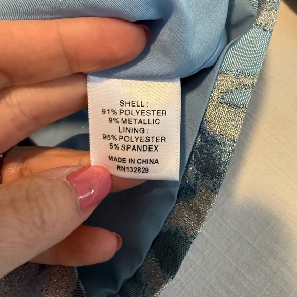 NBD Eris One Shoulder Blue Silver Metallic Leopard Top Blouse Medium - Picture 4 of 5